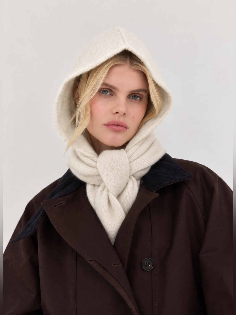 Aris Weather Shed Cream Hooded Scarf